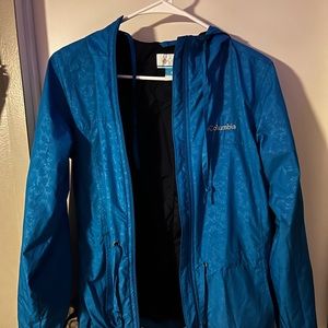 blue columbia rain jacket